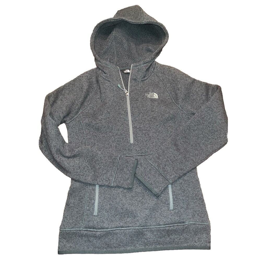 North Face Sweater Womens Small Green Fleece 1/2 Zip Hoodie Ladies Outdoors